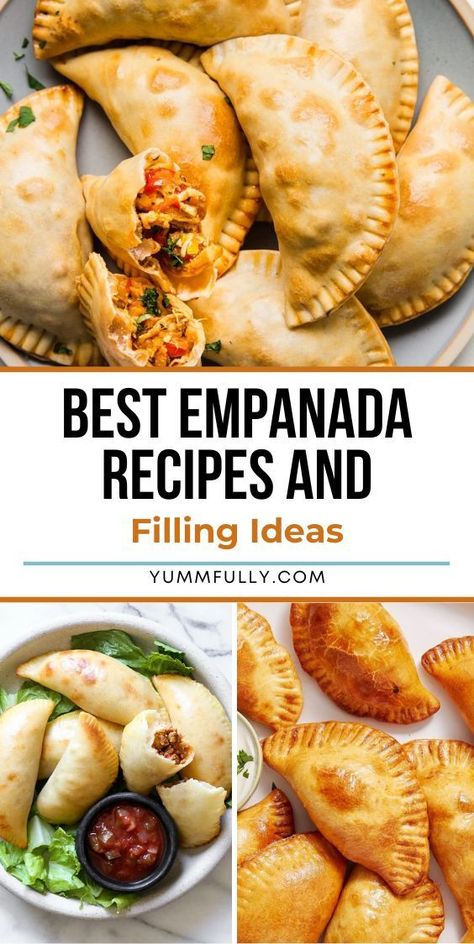 Hand-held meals like empanadas are satisfying, convenient and amazing-tasting! These savory and sweet Empanada Recipes and Filling Ideas that go from classic beef and cheese empanadas to creative dessert fillings, offer deliciously filled flaky crust that you can grab any time of the day! Sandwiches, Foods, Cooking, Wraps, Empanadas, Panini, Hungry, Empanadas Recipe, Beef Empanadas