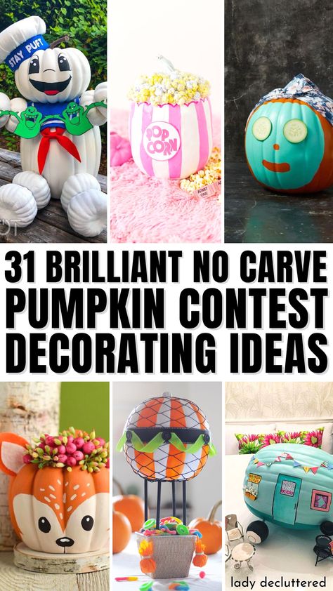 31 Brilliant No Carve Pumpkin Contest Decorating Ideas Home-made Halloween, Kids, Decoration, Halloween, Ideas, Easy, Cute Pumpkin Carving, Oktoberfest, Cool Pumpkin Designs