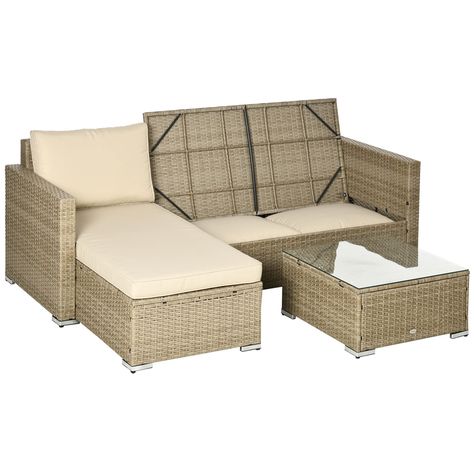 PRICES MAY VARY. Three-Piece Sofa Set: Experience the epitome of outdoor relaxation with our rattan patio furniture collection. Our L-shaped sectional set includes a chaise lounge chair, a cozy loveseat with secret storage, and a stylish outdoor coffee table. Unwind and savor the comforts of indoor relaxation in an outdoor setting. Outdoor Coffee Table: Our sectional patio furniture set offers a versatile sofa table designed to provide an outdoor surface for drinks, snacks, magazines, your phone Products, Exterior, Rain, Standing, Comfy, Form, Balcony, Handle, Small Backyard