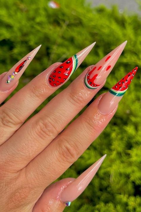Get your nails ready for summer with these adorable watermelon nail designs! The vibrant colors and cute patterns will add a fun and refreshing touch to any outfit. Perfect for pool parties and picnics. Try them out today! 🍉💅🌞 Art, Polish, Nail Designs, Design, Nail Ideas, Ideas, Ongles, Uñas, Nail