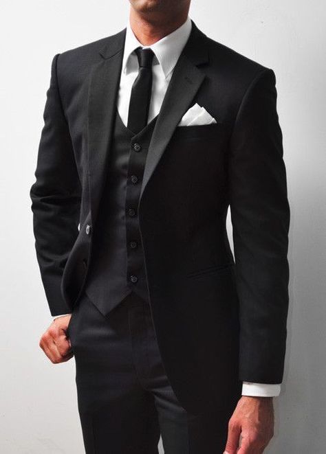 Suits, Tuxedo For Men, Tuxedo Wedding, Groom Attire Black, Wedding Suits Men Black, Groom Suit, Black Suit Wedding, Black Suit Men, Tailored Wedding Suit