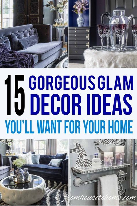 These easy glam decorating ideas will create the feeling of luxury in your home and help to make your house look more expensive. And the best part? You can still use these ways to add glamour to your home even if you're looking for Hollywood glam decor on a budget. #fromhousetohome #homedecorideas  #decoratingtips #glamdecor #interiordecoratingtips Bedroom Décor, Home Décor Ideas, Home Décor, Home, Decoration, Interior, Glam Decor On A Budget, Glam Bedroom On A Budget, Glam Living Room