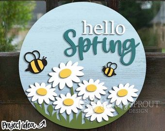 Decoration, Diy, Spring Crafts, Spring Wreaths, Welcome Spring, Spring Sign, Spring Door, Painted Wooden Signs, Door Signs Diy
