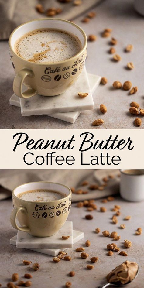 This delicious peanut butter coffee latte is the best protein-filled coffee drink. It’s made with real peanut butter for the best flavor and extra creaminess. Plus, it takes less than 10 minutes to make with only four ingredients. #WhatIsHealthyDietFood Starbucks, Smoothies, Coffee Recipes, Coffee Latte, Latte Flavors, Latte Recipe, Espresso Drinks, Butter Coffee Recipe, Flavored Coffee Recipes