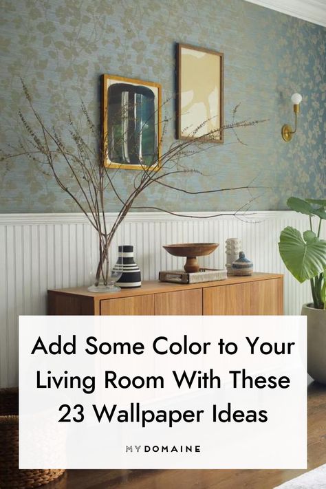 It's time to bring those living room walls to life! We've got plenty of inspo. for you with these wallpaper ideas. #LivingRoom #Wallpaper #WallpaperIdeas #MyDomaine Accent Walls, Diy, Accent Wallpaper, Living Room Wallpaper Accent Wall, Best Living Room Wallpaper, Accent Walls In Living Room, Room Paint Colors, Living Room With Wallpaper Ideas, Best Living Room Wallpaper Designs