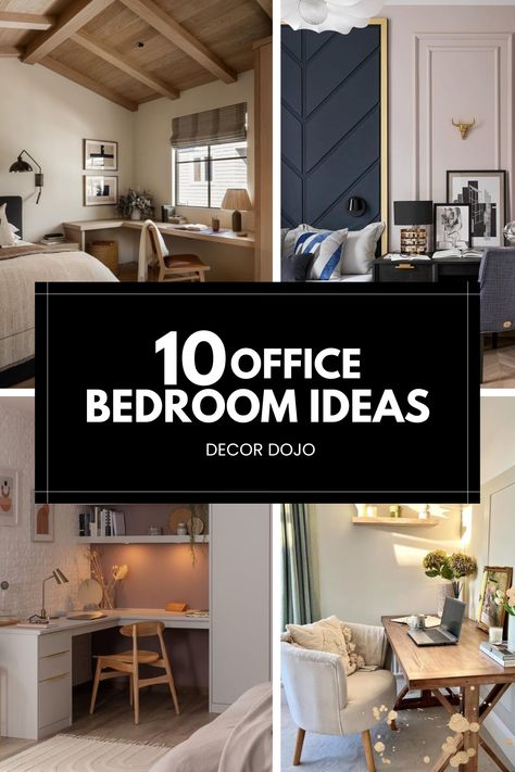 Explore our Office Bedroom Ideas board to find the perfect blend of work and relaxation in your space. Discover innovative designs that integrate efficient workstations into calming bedroom settings. Whether you're outfitting a small room or updating a large space, find inspiration for multifunctional furniture, smart storage solutions, and stylish decor that supports both productivity and peace. Perfect for home office enthusiasts and bedroom decorators alike! Home Office Design In Bedroom, Small Guest Room And Office Ideas, Bedroom As An Office, Master Office Combo, His And Hers Desk In Bedroom, Work Room Ideas Home, Spare Bedroom With Office Ideas, Bedroom Office Space Ideas, Spare Bed Office Ideas