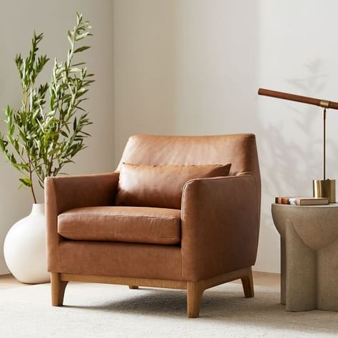 Home, Sofas, West Elm, Leather Accent Chairs, Leather Accent Chair, Leather Single Chair, Brown Leather Chairs, Leather Chairs, Leather Armchair