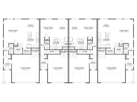 1st Floor Plan, 065M-0004 Bath, Floor Plans, Garages, House Plans, Family House Plans, Duplex House Plans, Open Floor Plan, Duplex House, Family House