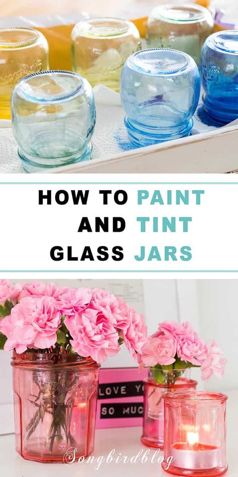 Upcycling, Diy, Crafts With Glass Jars, Glass Bottle Crafts, Diy Glass Bottle Crafts, Painting Glass Jars, Glass Jars Diy, Glass Jars, Glass Bottle Diy