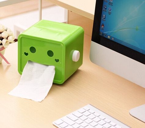 A tissue dispenser that’ll make you smile even when you have a cold. | 37 Things You Never Knew You Needed For Your Desk Decoration, Ideas, Crafts, Desk Gifts, Desk Toys Gadgets, Cute Desk Accessories, Cute Office Supplies, Diy Desk Decor, Desk Accessories