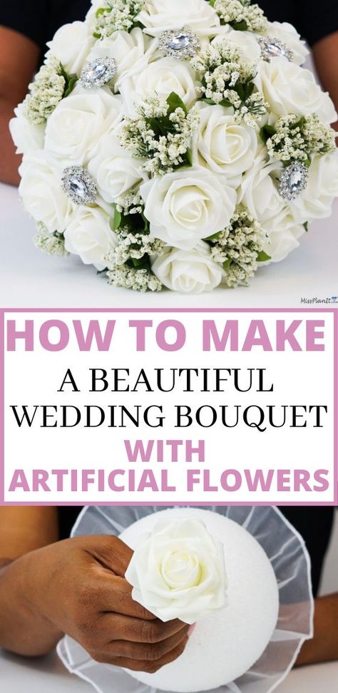 Floral, Crochet, Crafts, Diy Wedding Bouquet Silk Flowers, Diy Wedding Bouquet Tutorial, Diy Wedding Bouquet Fake Flowers, Diy Wedding Flowers Bouquet, Diy Bridal Bouquet, Diy Wedding Bouquet