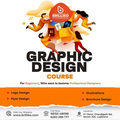 "Unleash your creativity at Brilliko Institute of Multimedia, where innovation meets instruction. Elevate your skills with the best graphic design course in Ludhiana and paint your future with vibrant possibilities!" . ☎Contact us at +91 62832 86177 , +91 1800 572 5501 📍Location: second Floor, SCO 34, Sector 32, Chandigarh Rd, near Anytime Fitness, Sector 32A, Ludhiana, Punjab 141010 💌info@brilliko.com 🌐www.brilliko.com/Sec-32-Ludhiana . #LudhianaGraphicDesign #BrillikoDesigns #DesignMasters Web Design, Brochure Design, Packaging, Digital Marketing, Design, Graphic Design Course, Web Development Agency, Web Development Course, Marketing Courses