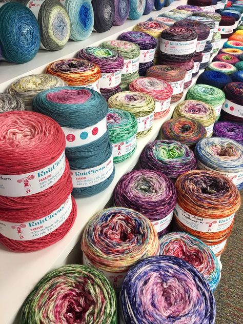 The shop shelves are absolutely stocked full of gorgeous yarn! Swing by and browse all the options for yourself, you're sure to find something you love! #knitcircus #knitcircusyarns #lys #yarnshop #yarn Knitting, Crochet, Yarn Projects, Yarn Shop, Yarn Inspiration, Thread & Yarn, Yarn Colors, Knitting & Crochet, Yarn