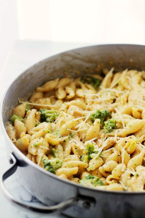 Chicken-Broccoli Shells and Cheese | www.diethood.com | Homemade, lightened-up shells and cheese, tossed with chicken and broccoli florets. | #pasta #chicken #recipes Thermomix, Easy Healthy Pasta Recipes, Skinny Pasta, Chicken Broccoli Pasta, Healthy Pasta Dishes, Cheese Stuffed Shells, Broccoli Pasta, Healthy Pasta Recipes, Healthy Pastas