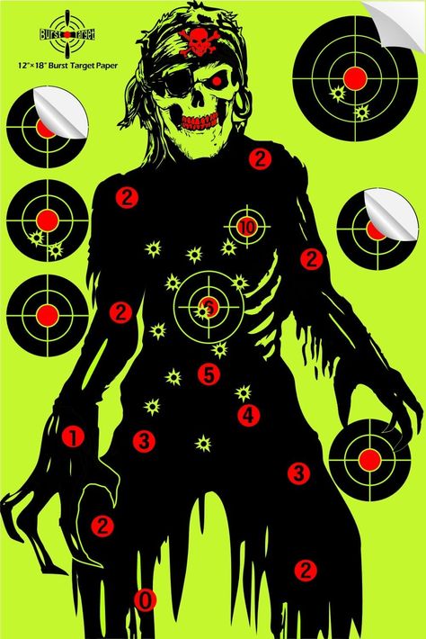 GOOD EFFECT: Self Adhesive splatter target sticker bright fluorescent green, black and red are easier to see clearly, the effect of impact blasting is better. Spend more time shooting and less time checking your target

USE: Great for All Firearms, Including: Airsoft, BB guns, pellet guns, air rifles, shotguns, Arrow, Bow target etc. Perfect for shooting indoors and outdoors, Near or far range. More suitable for club competition or practice Art, Diy, Alabama, Marvel, Rifle Targets, Archery Bow, Shooting Targets, Paper Shooting Targets, Zombie Silhouette