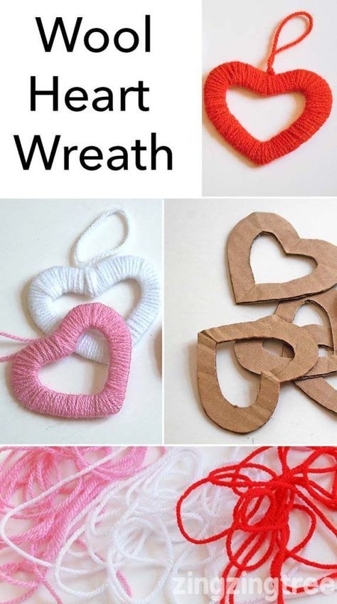Crafts, Diy Crafts, Diy, Yarn Crafts, Wool Crafts, Heart Wreath, Heart Crafts, Crafts To Make, Valentine Decorations
