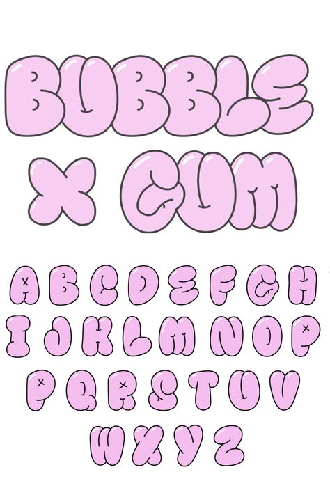 Bubble Gum Font Graffiti Alphabet, Bubble Letter Fonts, Cute Fonts Alphabet Bubble, Bubble Letters Lowercase, Font Bubble, Bubble Letters Alphabet, Bubble Writing Font, Cute Fonts Alphabet, Girly Bubble Letter Fonts