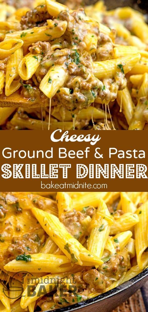 Ground Beef, Pasta, Paleo, Brunch, Skillet Dinners, Cheesy, Meat And Cheese, Beef Pasta, Ground Beef Pasta