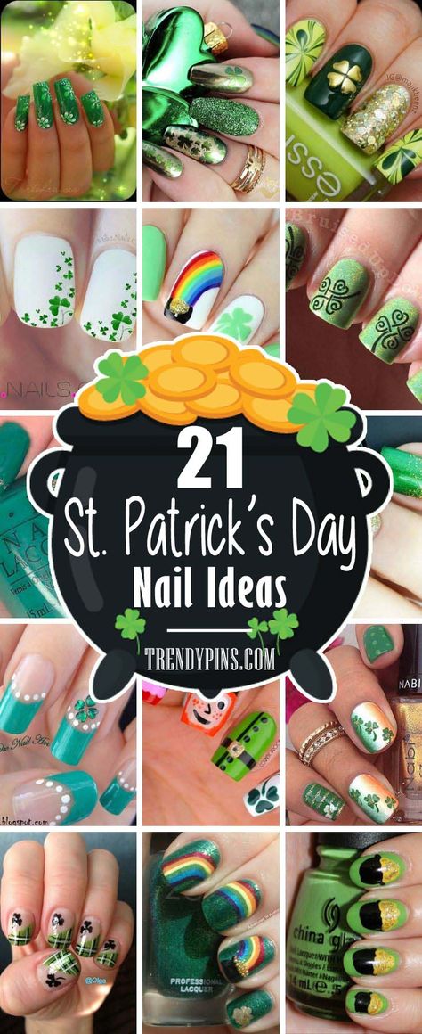 Tattoos, Desserts, Manicures, Holiday Nails, March Nails Ideas St. Patrick's Day, St Patricks Nail Designs, St Patrick Day Nails Acrylic, St Patricks Day Nails, Fun Nails