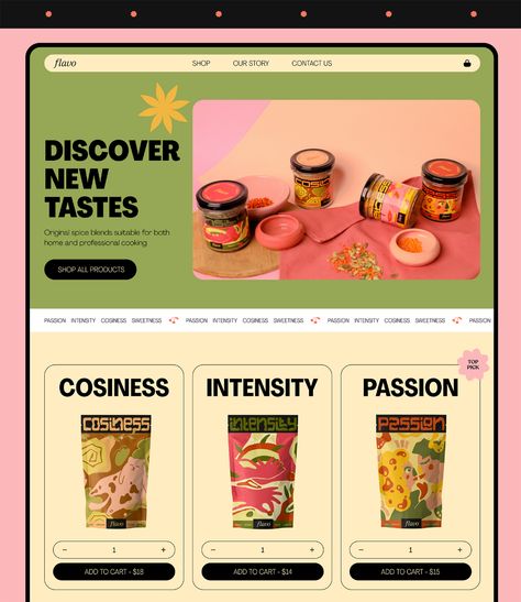 Ui Ux Design, Web Design Trends, Website Designs, Website Layout, Food Website Design, Product Website, Product Page, Web Design Packages, Shopify Website Design