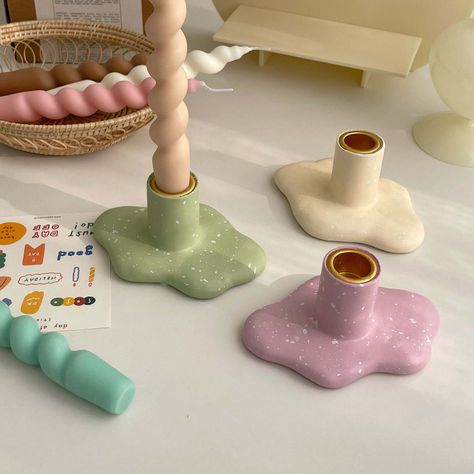 Cloud Shape Aroma Candle Holder Wedding Party Home Decoration Creative Tapered Candlestick Stand For Dinner Centrepiece Hotel - Candle Holders - AliExpress Chandeliers, Fimo, Diy, Candle Stand, Handmade Candlestick, Candle Stand Diy, Ceramic Candle Holders, Clay Candle Holders, Pottery Candle Holder
