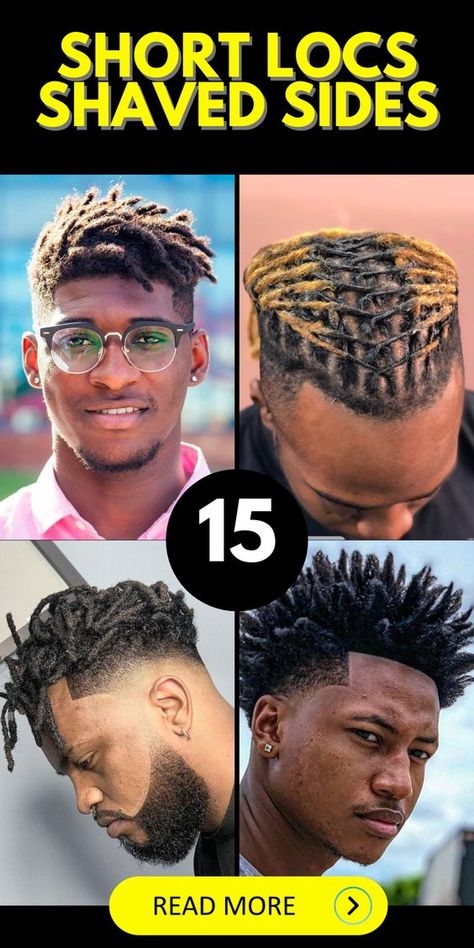 Create a standout look with short locs shaved sides, a top trend for men's hairstyles in 2023. This loc updo style adds an edge to the hairstyles starter genre.Join the trendsetters in 2023 with short locs shaved sides, a favorite among black men. This man-approved loc styles for men updo combines the best of style and comfort. Highlights, Loc Styles For Men, Mens Twists Hairstyles, Loc Hairstyles For Men, Men Loc Styles, Twist Hair Men, Dread Hairstyles For Men, Dreadlock Hairstyles For Men, Top Hairstyles For Men
