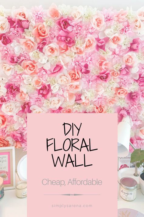 DIY Floral Wall Mural. This Floral Wall is cheap, affordable, and all supplies are from the Dollar Tree! It's perfect decor for a bedroom, kids room, home office, etc. This Floral Wall was super easy to make and only took a couple hours! Engagements, Halloween, Ideas, Flower Wall Decor Diy, Diy Floral Decor, Floral Wall Decor, Flower Wall Backdrop Diy, Diy Flower Wall, Flower Wall Decor
