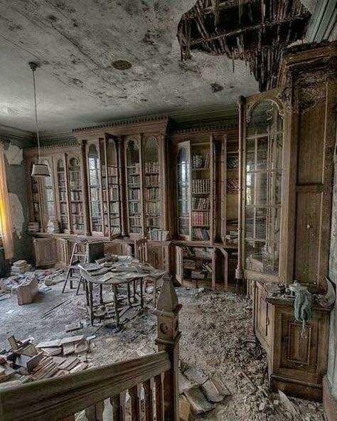 A Library Inside An Abandoned 19th Century Mansion Abandoned Houses, Old Houses, Old Building, Haus, Old Buildings, Old Abandoned Houses, Old Abandoned Buildings, House, Villa
