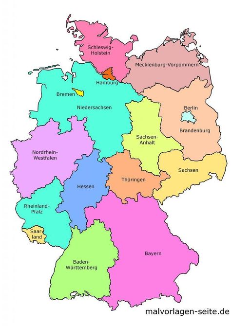 Deutschland Landkarte der Bundesländer - politsche Karte Geography, Deutschland, German Language, Map, Star Wars Fan Art, Presents, Bank Branch, German Language Learning, Continents And Countries
