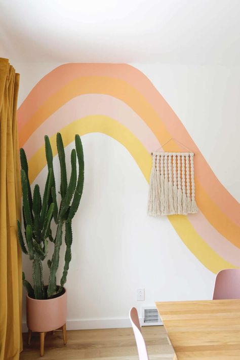 Striped Wave Wallpaper DIY! #wallpaper #wallpaperdiy #statementwalls #rainbowwall #abeautifulmess Diy, Pastel, Design, Dekorasyon, Beautiful, Deko, Dekoration, Muri, Dream
