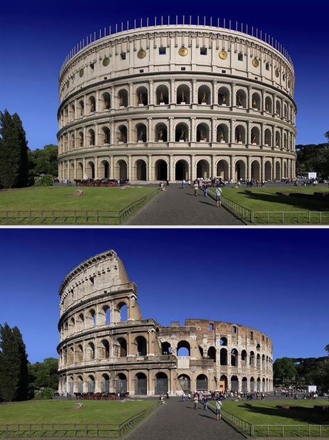 These 11 Images Show What Ancient Roman Structures Used To Look Like And What They Look Like Now Roman, Machu Picchu, Rome, Rom, Borg, Antik, Roma, Fotografie, Ancient