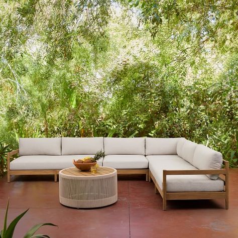 Modern Outdoor Sectionals | West Elm Outdoor, Outdoor Sectional, Sectional, West Elm Kids, Outdoor Cover, Outdoor Material, Mahogany Wood, Solid Mahogany, Weather Resistant