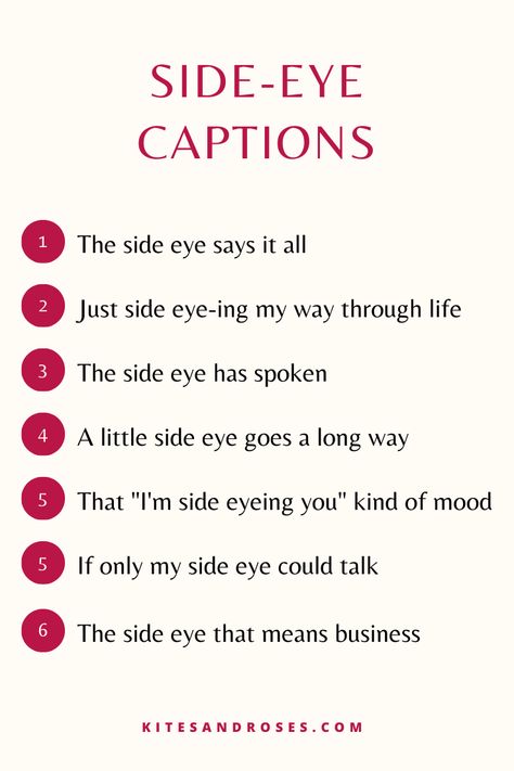 Looking for side eye captions? Here are the sayings and quotes that embody the side-eye vibe adding a playful touch to your photos. English, Quotes, Instagram, Ideas, Sayings, Clever Captions, Clever Captions For Instagram, Smile Captions, One Word Instagram Captions