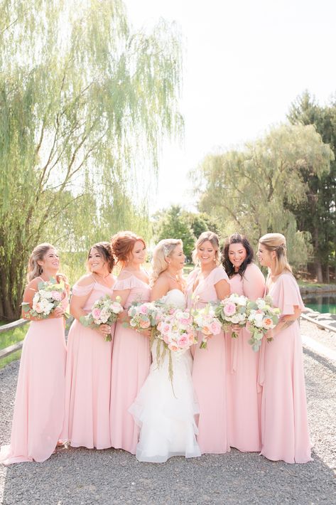 Wedding Colours, Blush Pink Weddings, Light Pink Wedding, Wedding Colors, Pink And White Weddings, Pink Bridesmaid, Pastel Pink Bridesmaid Dresses, Pink Wedding Inspiration, Pink Wedding Theme