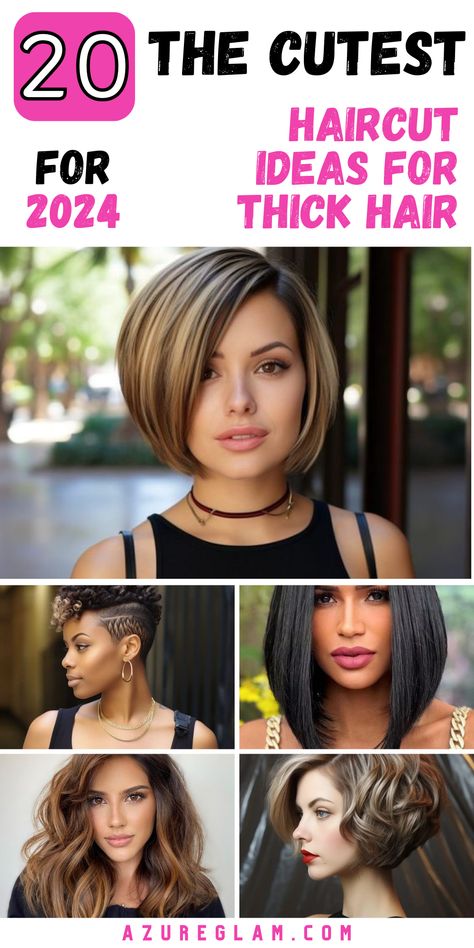 Chic 2024 Haircuts for Thick Hair: Styles for Every Season & Face Shape Short Hairstyles For Thick Hair, Haircuts For Medium Hair, Short Hair Cuts For Women, Messy Bob Haircuts, Thick Haircuts, Inverted Bob Hairstyles, Layered Bob Haircuts, Braided Hairstyles, Thick Hair Styles Medium