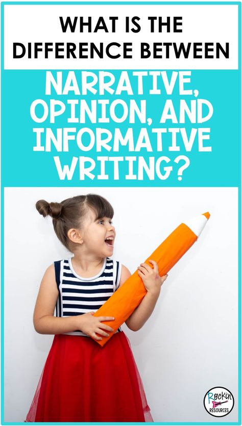 What is the Difference Between Narrative, Opinion, and Informative Writing? - Rockin Resources Persuasive Writing, Opinion Writing, Narrative Writing, Sentence Writing, Informative Writing, Teaching Writing, Type Of Writing, Teaching Practices, Teaching English