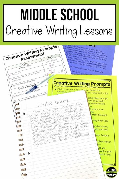 Students will select their topics from 20 different writing prompts. Use these middle school creative writing lessons in your ELA classroom. Middle school students love creative writing when giving choice and engaging writing prompts. Middle School Writing, Middle School Writing Prompts, Middle School Writing Activities, 7th Grade Writing Prompts, Writing Lesson Plans, 7th Grade Writing, 8th Grade Writing, 6th Grade Writing, Writing Classes
