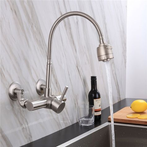 Kitchen Faucet Rotatable Wall Mounted Stainless Steel Tap with Lengthen Faucet Accessory Pipe Fitting Part Garages, Design, Kitchen Faucet With Sprayer, Sink Mixer Taps, Kitchen Faucet Repair, Wall Mounted Kitchen Faucet, Sink Faucets, Faucet Kitchen, Kitchen Sink Faucets