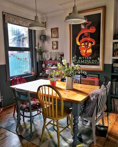 Home, Home Décor, Apartment Therapy, Cozy Dining Rooms, Dining Room Cozy, Eclectic Dining Room Decor, Cottage Dining Room Ideas, Dining Room Alternative Use Ideas, Eclectic Dining Room