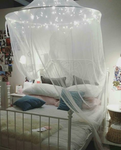 IKEA bedroom Cheap Canopy Beds, Lights And Curtains, Bed Canopy With Lights, Wood Canopy Bed, Princess Canopy Bed, Queen Canopy Bed, Canopy Bed Curtains, Canopy Bed Diy, Canopy Bed Frame