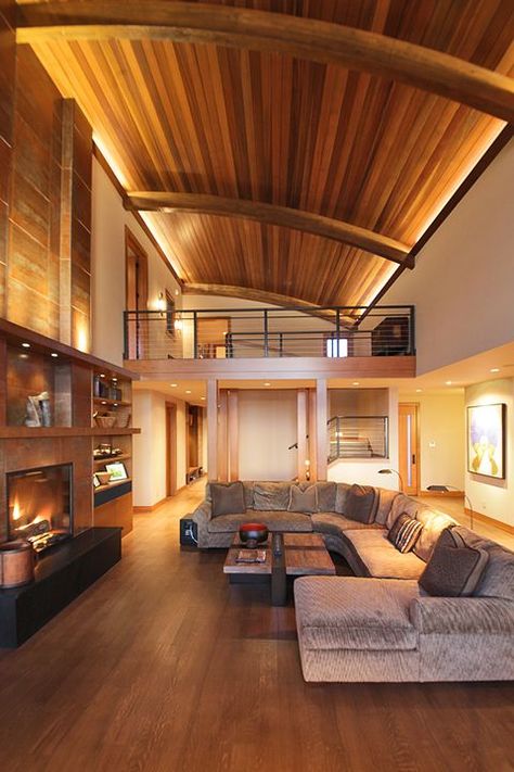 Wood plank ceiling