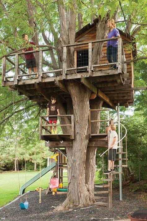 29 Ideas For Landscaping Around Trees - 188 Cabane Simple, Play Houses, Backyard Play, Tree House Diy, Backyard Fun, Backyard For Kids, Building A Treehouse, Tree House Kids, Backyard Playground