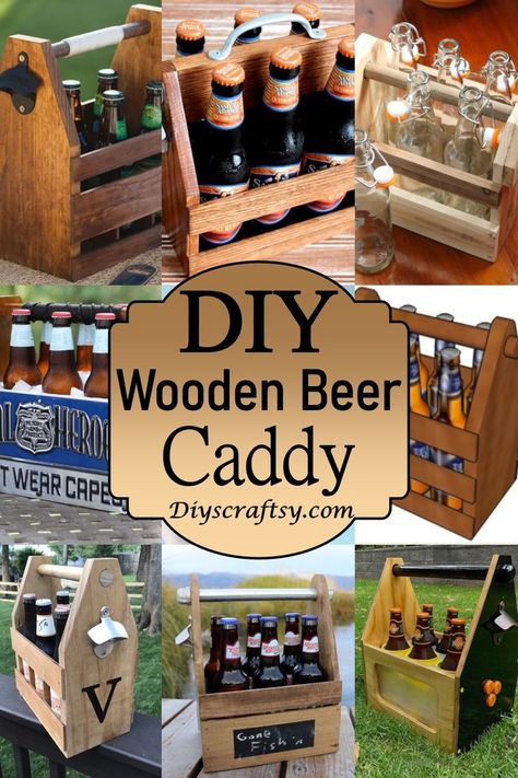DIY Wooden Beer Caddy Plans Diy, Ideas, Beer Carrier Diy, Beer Holder Diy, Beer Caddy Diy, Beer Caddy Plans, Wooden Beer Holder, Beer Bottle Diy, Caddy Diy