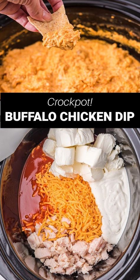 Dips, Guacamole, Pasta, Snacks, Crockpot Buffalo Chicken, Crockpot Chicken, Chicken Crockpot Recipes, Crockpot Dishes, Crockpot Recipes