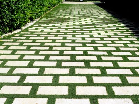 Grass Driveways with Permeable Pavers | Columbia, MD Patch Exterior, Outdoor, Back Garden Landscaping, Garden Paths, Concrete Pavers, Paving Ideas, Paver Driveway, Driveway Paving, Grass Pavers