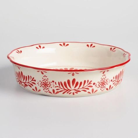 Pretty! #affiliatelink Red Scandinavian Inspired Ceramic Pie Plate #kitchen #pieplate Ceramics, Décor, Stoneware, Deko, Artesanato, Basteln, Clay, Red And White, Decor