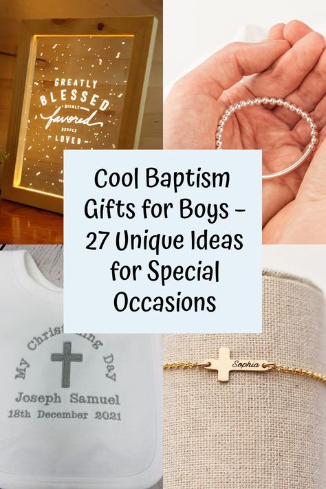 Looking for the perfect baptism gift for a special little boy in your life? You're in luck! We've put together a list of 27 unique and cool baptism gifts for boys that are sure to leave a lasting impression on this important day. From personalized keepsakes to fun and interactive toys, these gift ideas will not only make this special occasion even more memorable but will also be cherished for years to come. #babyjourney #baptismgiftsforboys #giftideas #memorable #speicaloccasion Special Occasion, Boy Baptism, Grandbaby, Baby Boy Baptism, Baby Boy Christening, Fun, Baby Boy Gifts, Baby Baptism, Bautizo Ideas Boy