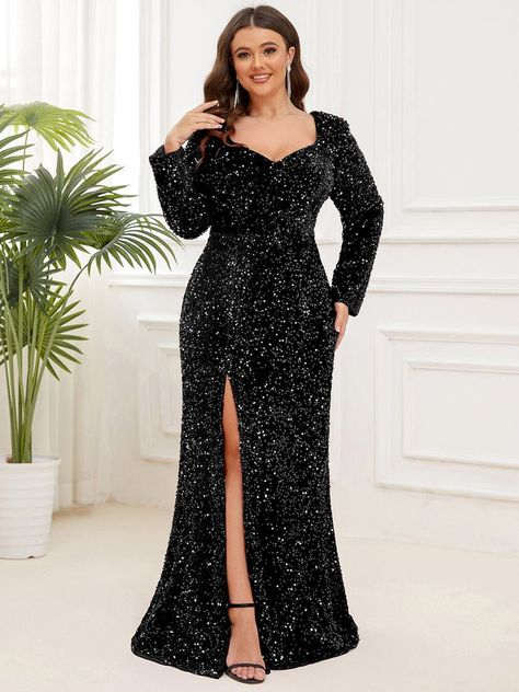 Most Attractive & Beautiful Shein Dresses || Latest Shein Cloths 2023 Long Sequin Dress, Sequin Formal Dress, Dresses With Sleeves, Plus Size Long Dresses, Long Sleeve Sequin, Evening Dresses Plus Size, Plus Size Black Dresses, Bodycon Evening Dress, Evening Dresses With Sleeves