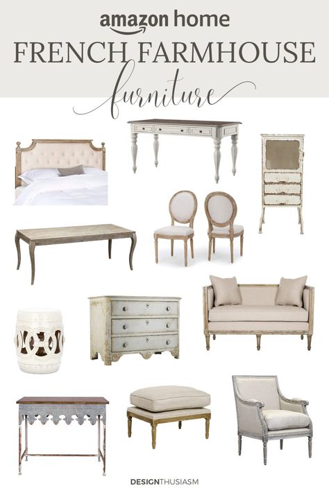 Looking for affordable furniture for your home? This shopping guide will help you find the best French farmhouse pieces to work with your home's style. French Country Decorating, Decoration, Home, Home Décor, Fresh, Summer, French Country Farmhouse, French Country Furniture, French Farmhouse Decor