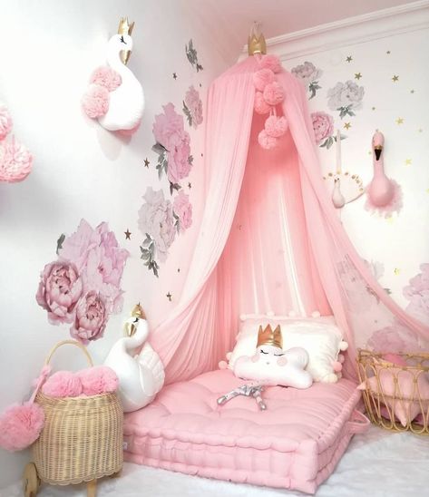Pink baby room ideas, Toddler girl room decor, Kids bedroom ideas, French mattress, Pillows, Canopy Baby Room Decor, Toddler Girl Room Decorating Ideas, Toddler Room Ideas Girl, Toddler Girl Room, Girls Room Decor, Toddler Bedrooms, Decorating Toddler Girls Room